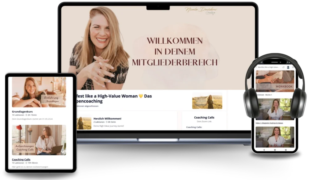 Mitgliederbereich Nicole Davidow Das erwartet dich im Coachingprogramm Manifest like a High Value Woman