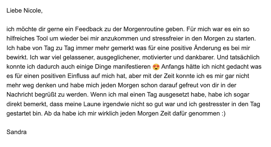 Sandra Feedback Morgenroutine MLAHVW 042024